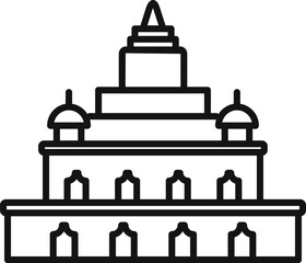 Wall Mural - Simple line drawing of an indian palace building with domes and ornate windows