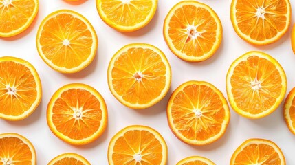 Wall Mural - Round slices of Very Peri oranges fruit arranged in a pattern