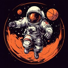 the AI Image Generator, Astronaut Playing Basketball in Space