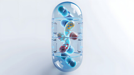 Canvas Print - Medical capsule with DNA inside, 3d rendering.