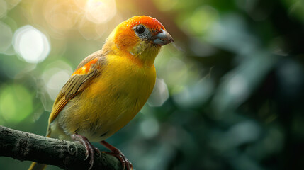 closeup bird stay on the branch on summer