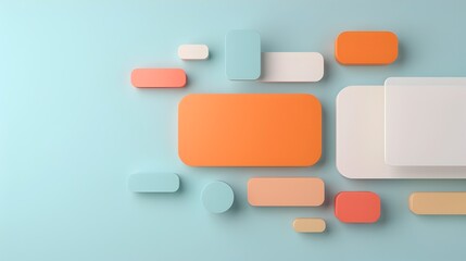Overlapping Pastel Geometric Shapes Composition
