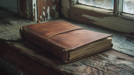 Wall Mural - A leather bound book with a chain around it