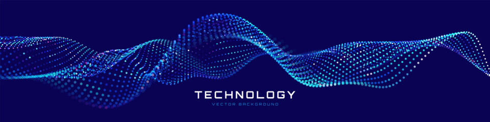 Fototapete - Cyber Big Data Flow Particles Tech Business or Science Background. Medical Research or Tech Innovation Online Webinar Presentation Event. Conference or Forum Vector Illustration Backdrop.