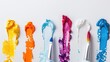© TheWaterMeloonProjec - Isolated acrylic paint tubes with colorful paint on white background