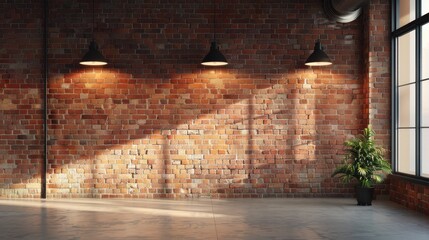 Wall Mural - Contemporary interior lighting with brick wall space for text and ads