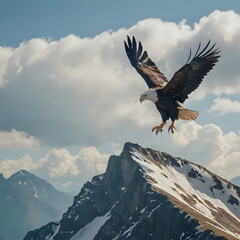 Wall Mural - a large eagle that is flying over a mountain