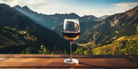 Canvas Print - Wine with a Mountain View