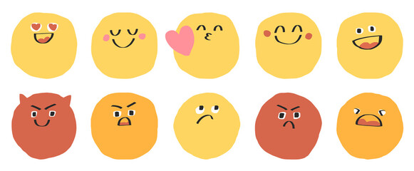 Sticker - Face emoticon doodle icon set