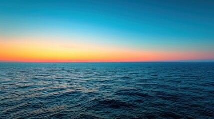 Wall Mural - A calm ocean horizon at sunset, where the sky meets the sea, evoking tranquility in a minimal setting.