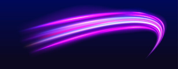 Leinwandbilder - Light and stripes moving fast over dark background. Concept of leading in business, Hi tech products, warp speed wormhole science vector design.	