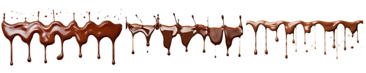 Wall Mural - Collection of PNG. Chocolate dripping isolated on a transparent background.