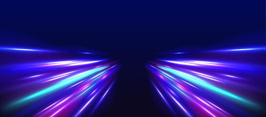 Wall Mural - panoramic high speed technology concept, light abstract background. abstract neon background with sh