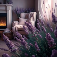 Wall Mural - cozy with flowers beautiful lavender flowers