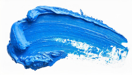 Poster - isolated stroke of blue oil paint on white background