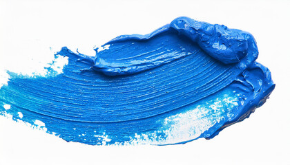 Poster - isolated stroke of blue oil paint on white background