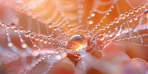 Wall Mural - Dewdrops on a Spiderweb