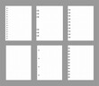 © KeronnArt - Set of notebook sheets isolated on gray background. Realistic white blanks of dots paper. Different vertical pages from diary. Vector template.