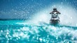© nutcha - Jet skiing across a sparkling blue sea, Thrilling, Bright colors, Photography