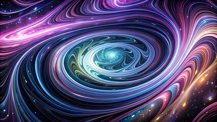 Poster - Abstract background with swirling galaxy patterns in vibrant neon colors