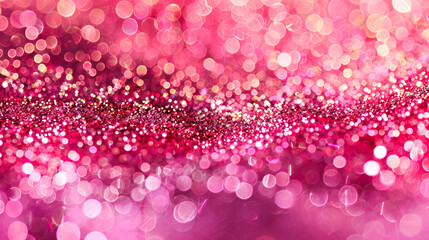Sticker - Red glitter vintage lights background defocused for festivals and celebrations, Bright magic pink bokeh effect as background, Holiday shiny blurry lights in red colors,pink glitter glowing bokeh 


