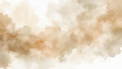 Wall Mural - Artistic brown and beige sepia watercolor background with abstract cloudy sky concept. Grunge abstract paint splash artwork illustration. Beautiful abstract fog cloudscape wallpaper.