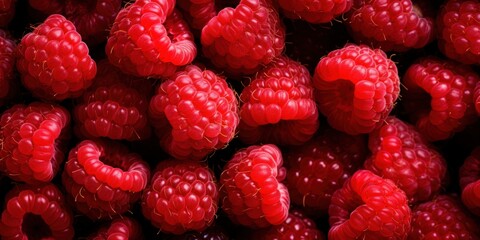 Wall Mural - Close-up of Red Raspberries