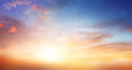 Wall Mural - natural scenery bright orange sky and beautiful sunlight