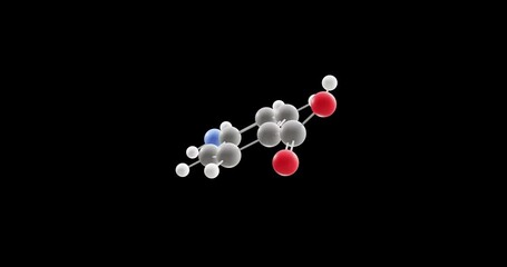 Canvas Print - 4-Aminobenzoic acid molecule, rotating 3D model of vitamin b10, looped video on a black background