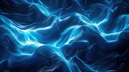 Wall Mural - Abstract blue neon background with soft waves, ideal for stylish and modern digital artwork