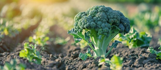 Wall Mural - Broccoli Plant in a Field