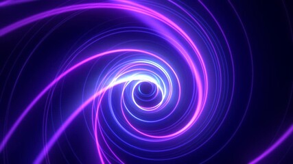 Wall Mural - Abstract bright purple glowing background tunnel with flying lines of energy particles and light rays, video in high quality 4k, motion design