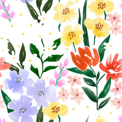 Sticker - Colorful flower png seamless pattern, floral transparent background