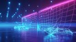 © Manzoor - Neural lowpoly AI futuristic neon network of hockey goalkepper