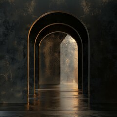 Canvas Print - Dark archway in an empty minimalist room