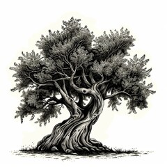 Wall Mural - A large tree with a thick trunk and many branches