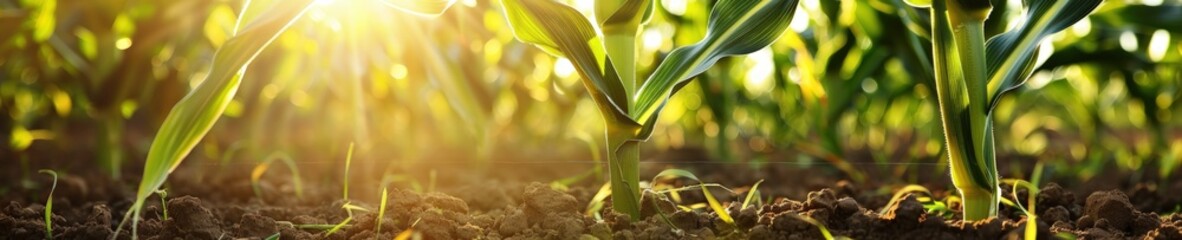 Poster - Sunlight on Young Corn Stalks