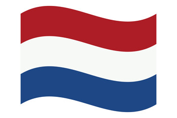 Wall Mural - Wavy flag of Netherlands, isolated on transparent background. Flag of the Kingdom of the Netherlands. Vector illustration