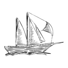 Sticker - Png vintage ship sailing illustration, transparent background