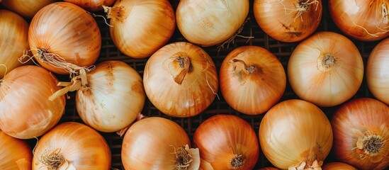 Wall Mural - A Close Up of Golden Brown Onions