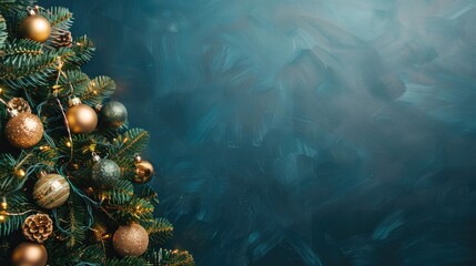 Wall Mural - Christmas tree with ornaments and available space for customization