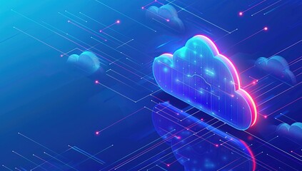 Wall Mural - Abstract Cloud Computing Concept with Blue Background