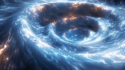 Wall Mural - Spiral nebula and light ray in deep space.
