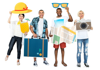 Poster - Beach vacation icons png sticker, transparent background