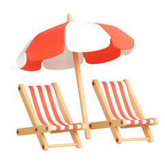 Wall Mural - beach chair png sticker, summer 3d cartoon transparent background