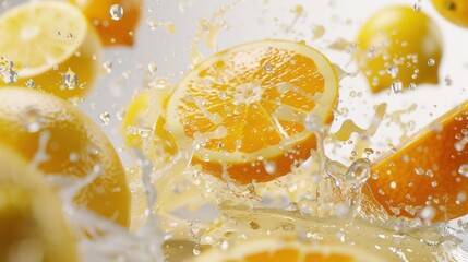 Canvas Print - Citrus Fruits Splashing in Water