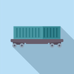 Poster - Train wagon carrying cargo container transporting goods for import and export business