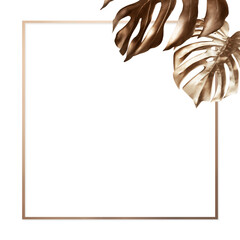 Sticker - Golden monstera square frame design resource