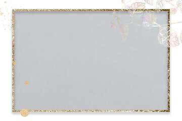 Poster - Glittery Japanese honeysuckle leaves frame design element