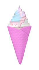 Wall Mural - Pink ice-cream cone png 3D sticker, transparent background